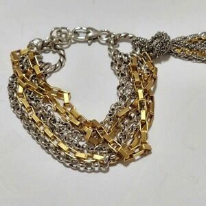Brighton Tassel in the Mix two tone Gold Silver Plated multi strand‎ bracelet